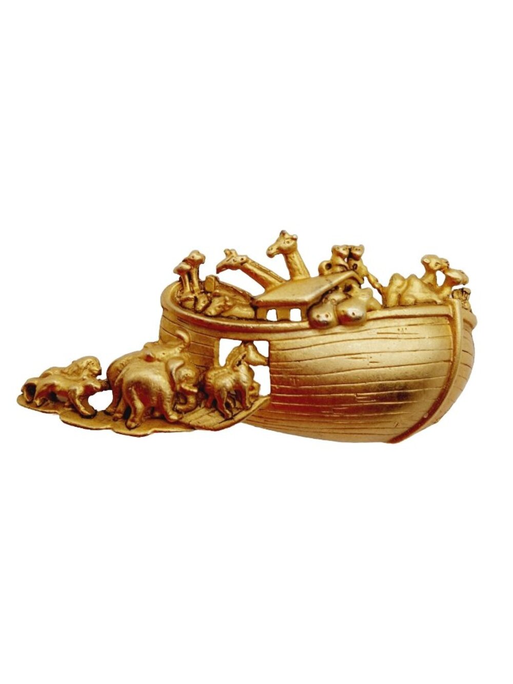 AJC Noah Ark Gold Tone Brooch Pin signed Vintage